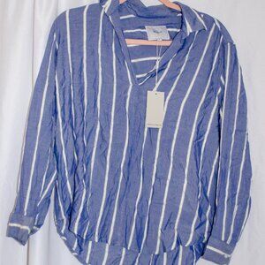 Rails Women's Blue White Striped Popover Rosanna Top In Dover Stripe size S